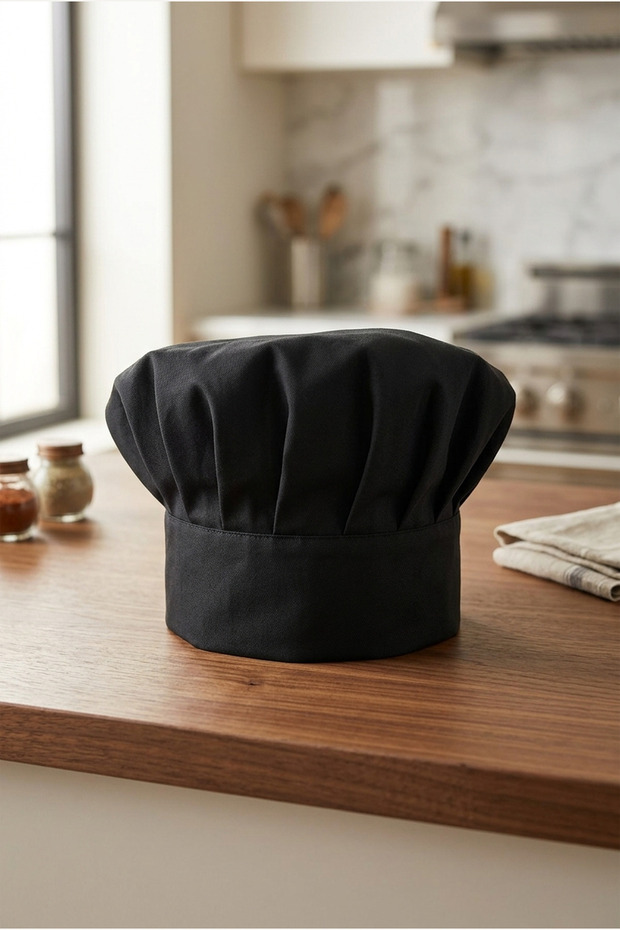 Adjustable Black Cook Hat - 2