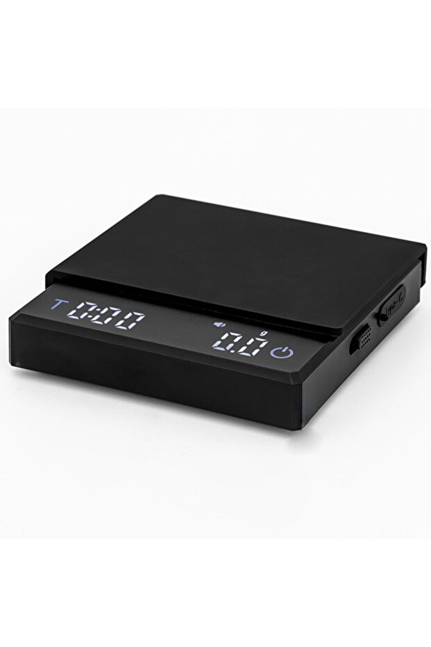 ميزان قهوة رقمي أسود مع مؤقت شاشة LED إسبريسو USB 3 كجم أقصى وزن 0.1 جرام دقة عالية