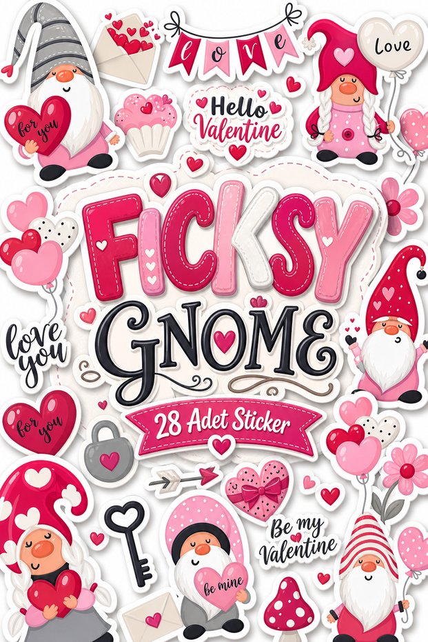 Cute Valentine's Day Dwarf Sticker Set - 28 Sticker Stickers