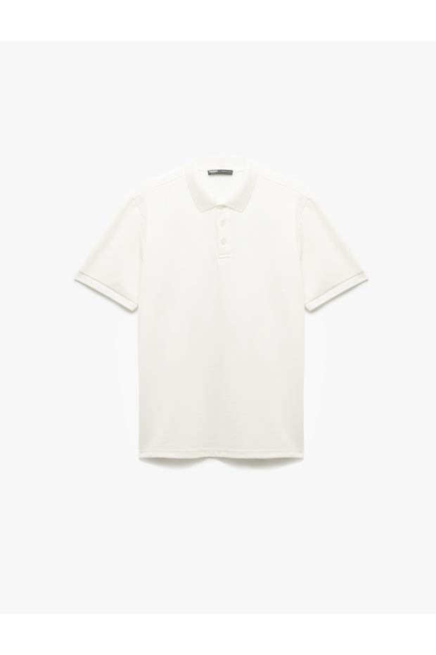 Pique Fabric Short Sleeve Slim Fit Polo Neck T-Shirt