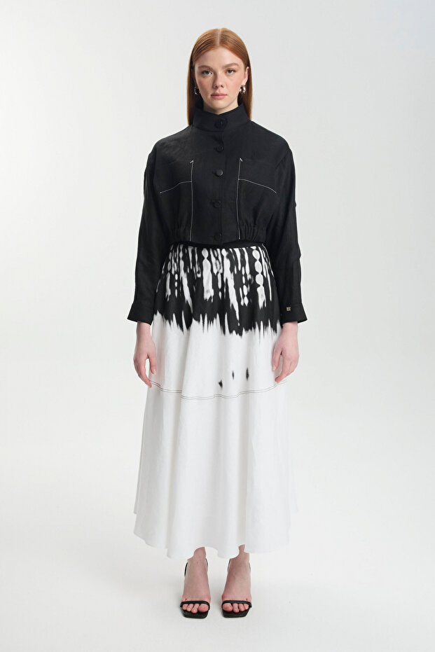 Patterned Skirt Jacket Double Ecru Set 1595