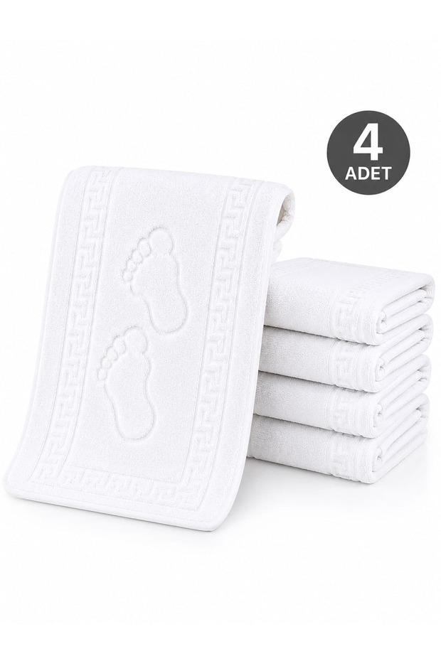 4-Piece Bathroom Foot Towel Set White Striped 50X70 cm