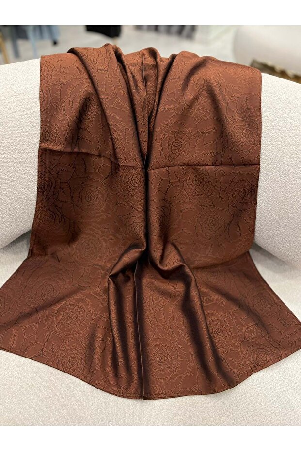 Silk Hand Made Voile Jacquard Shawl with Rose Pattern - 8