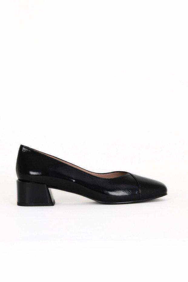 Black Wrinkled Patent Leather Women's Heeled Shoes 33Wa7716