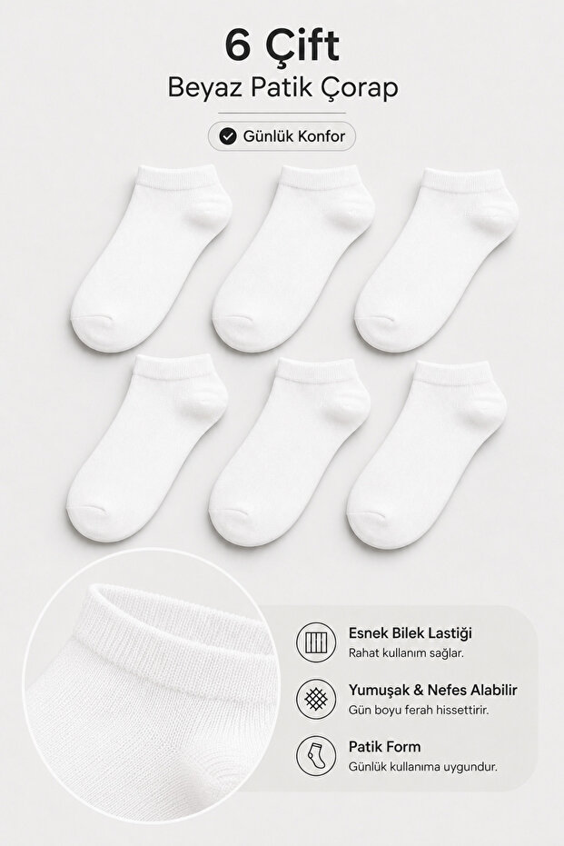6-Pack Unisex Basic Booties Socks - 3