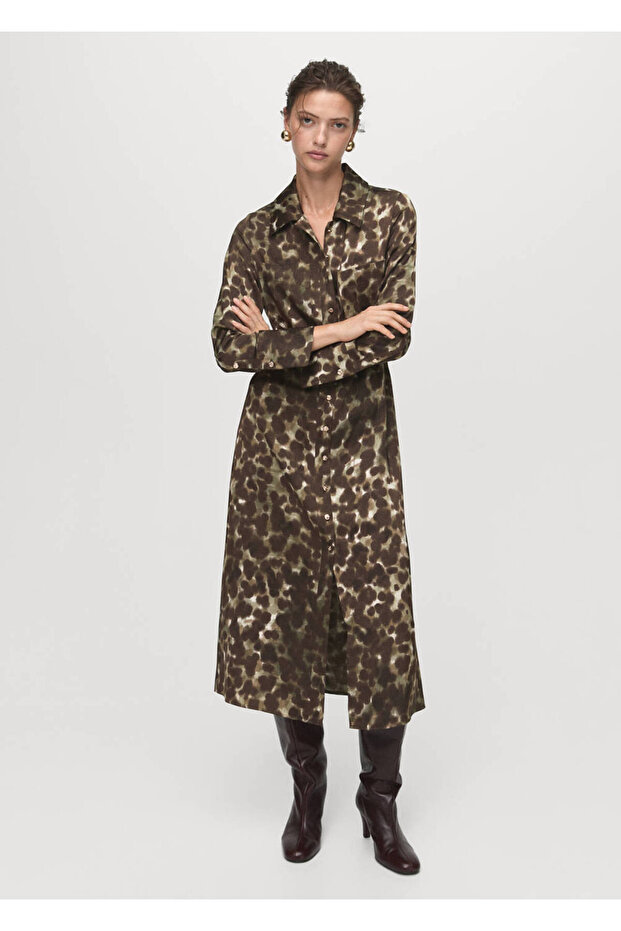 Gemustertes Hemdkleid mit Gürtel - 2