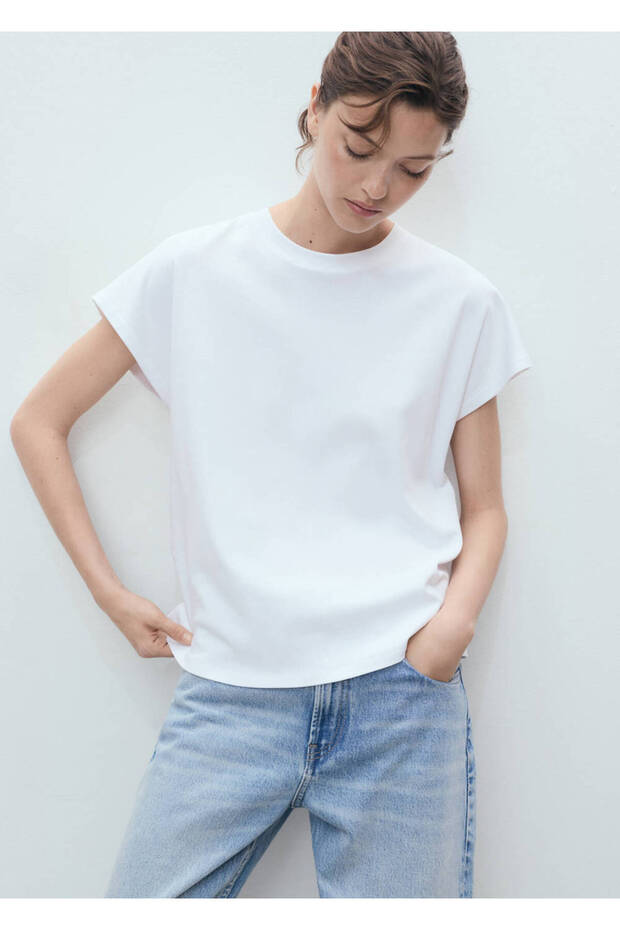 Round collar cotton T-shirt