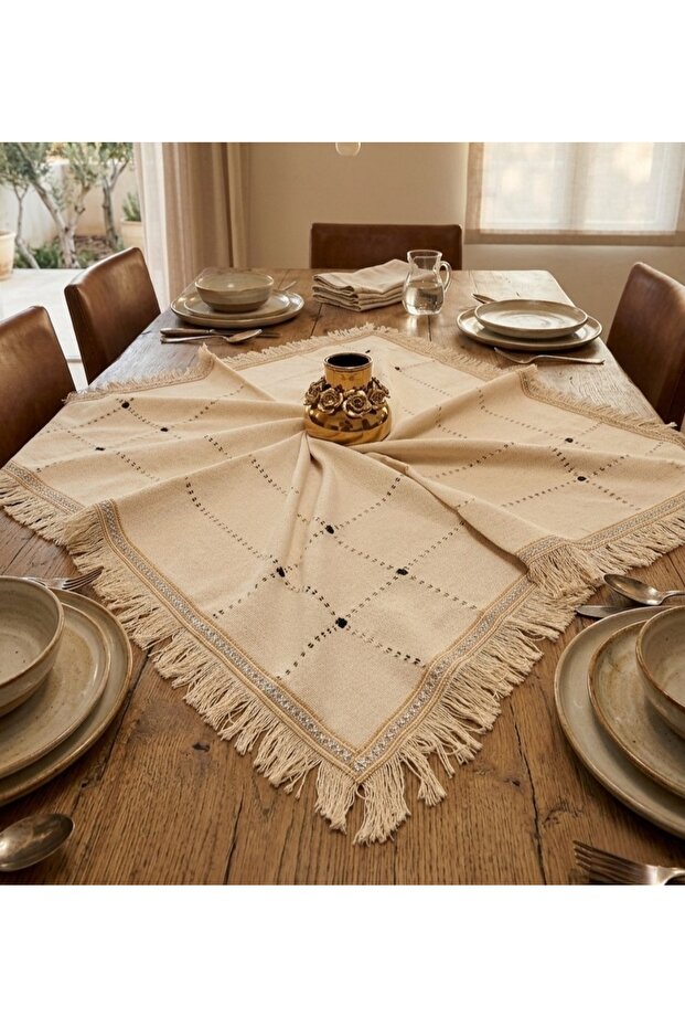 Handcrafted Lace Authentic Antique Embroidered Buldan Cendere 105X105 cm Tablecloth