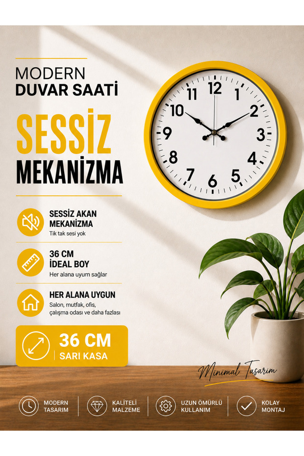 ساعة حائط حديثة مقاس 30 سم بآلية صامتة وتصميم بسيط مزخرف