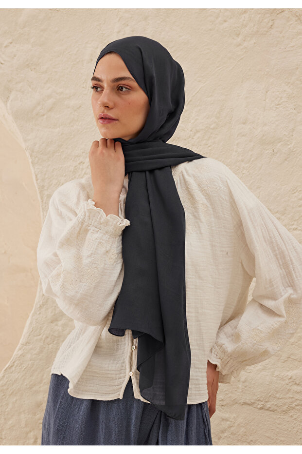 Rami Viscose Shawl Blue-Grey
