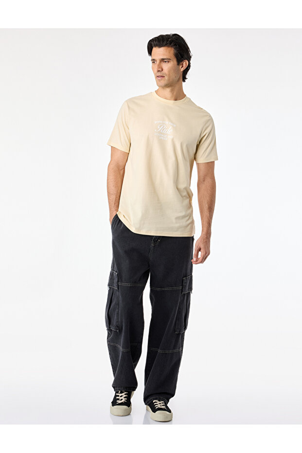Regular Fit Short Sleeve Cotton Crew Neck Printed T-Shirt