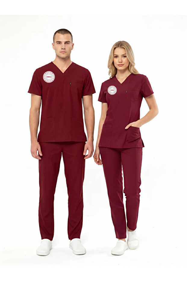 New Regulation Compliant Arma Gifted Burgundy Bachelor/Master's Jersey Stretch Fabric Scrubs
