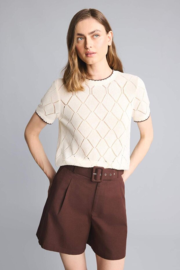 Regular Fit Short Sleeve Knitwear Sweater H8713Ax26Sm