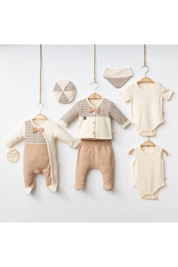 Baby Boy Striped Detail 0-3 Months 8-Piece Newborn Hospital Release Zibin Set