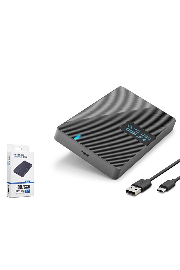 HDX1793 صندوق أقراص خارجي SATA HDD SSD مقاس 2.5 بوصة USB 3.0 Type-C أسود