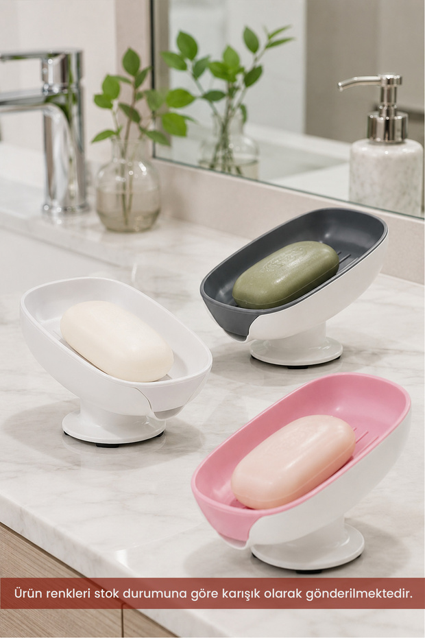 Soap Dish Practical Suction Cup Non-Stick Solid Soap Dish with Water Drain Sponge Drainer Soap Box Container