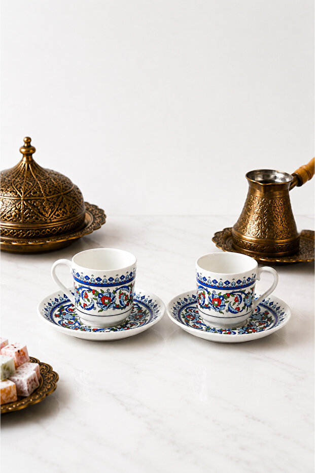 Porcelain Cup Set - 2 Person - Topkapı Pattern - 2