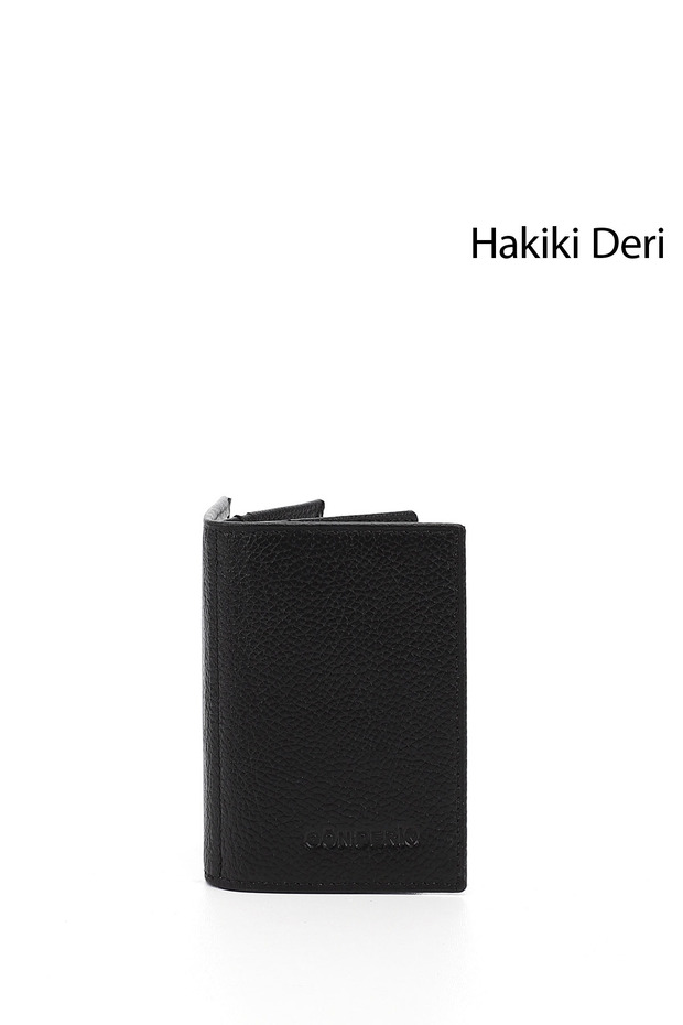 BLACK Genuine Leather Unisex Card Holder 06205