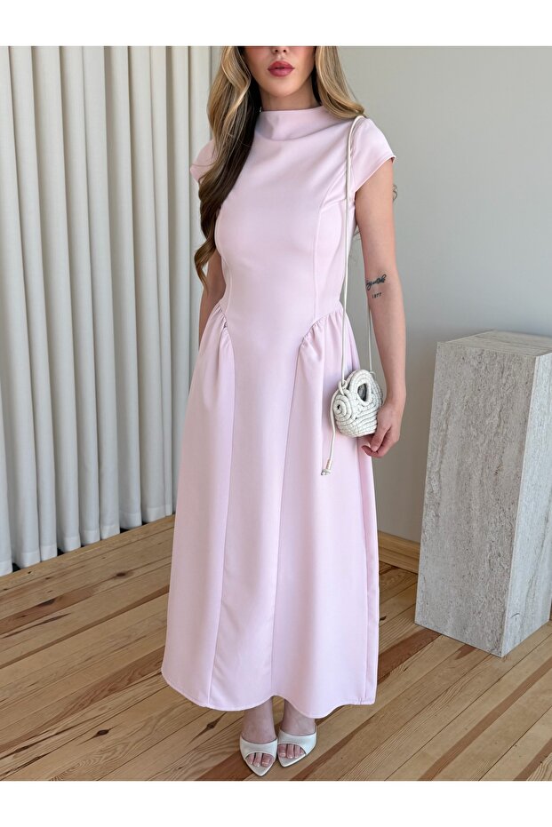 Rochie lungă roz, elegantă - 5092 - 2
