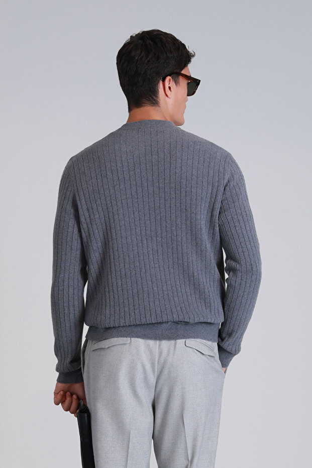Men's Gray Sweater - Rıght Model - 6