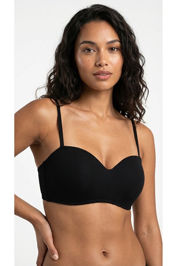 Women's Strapless Bra Cotton Push up Support Non-Slip Silicone Band Strapless Low-Cut Bra