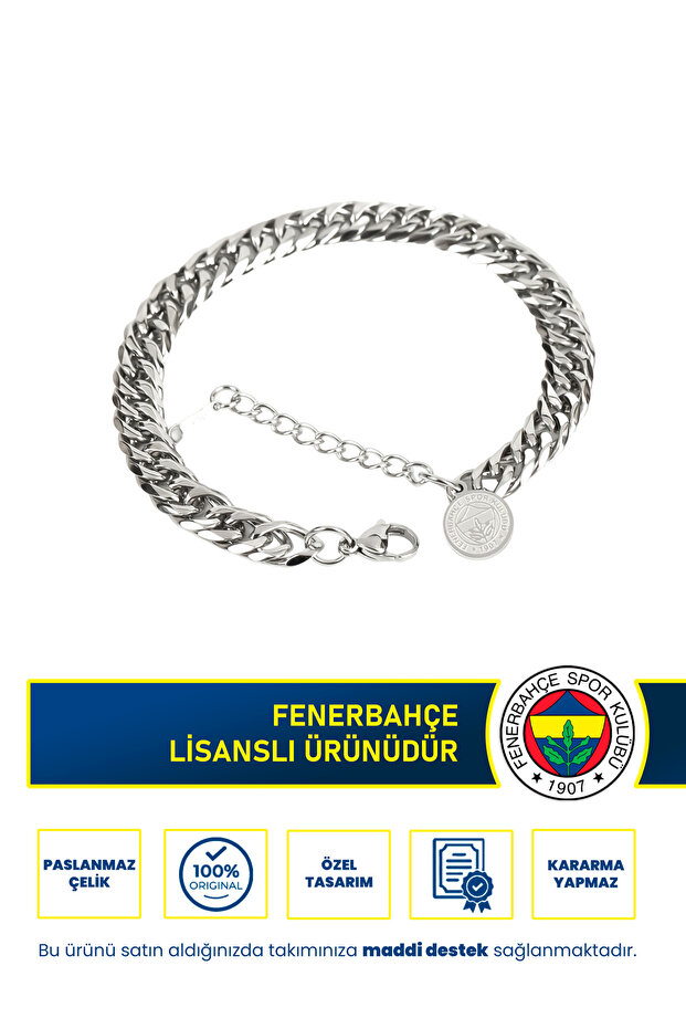 Fb Thick Adjustable 19 cm Steel Bracelet Gray Licensed Fan Bracelet