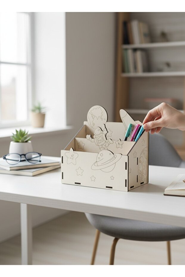 حامل أقلام مكتبي بتصميم رائد فضاء