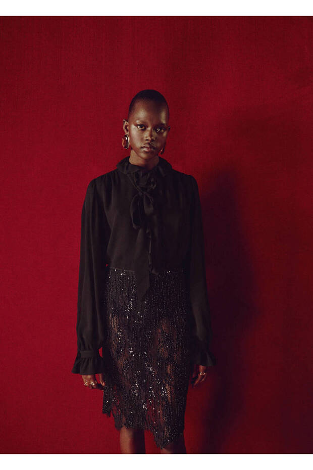 Blouse with Flounce Foulard