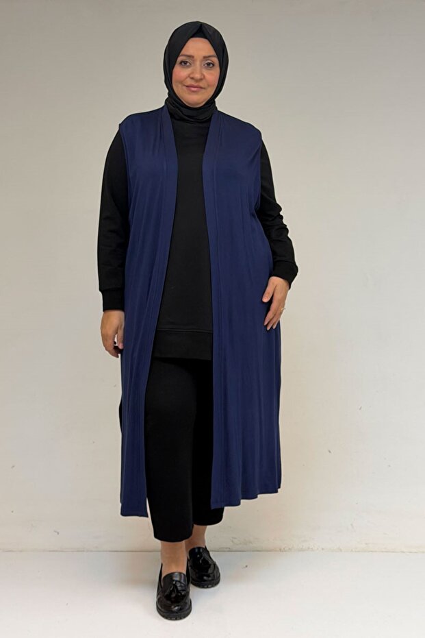 34000 Plus Size Combed Cotton Wear-And-Go Vest - Dark Indigo