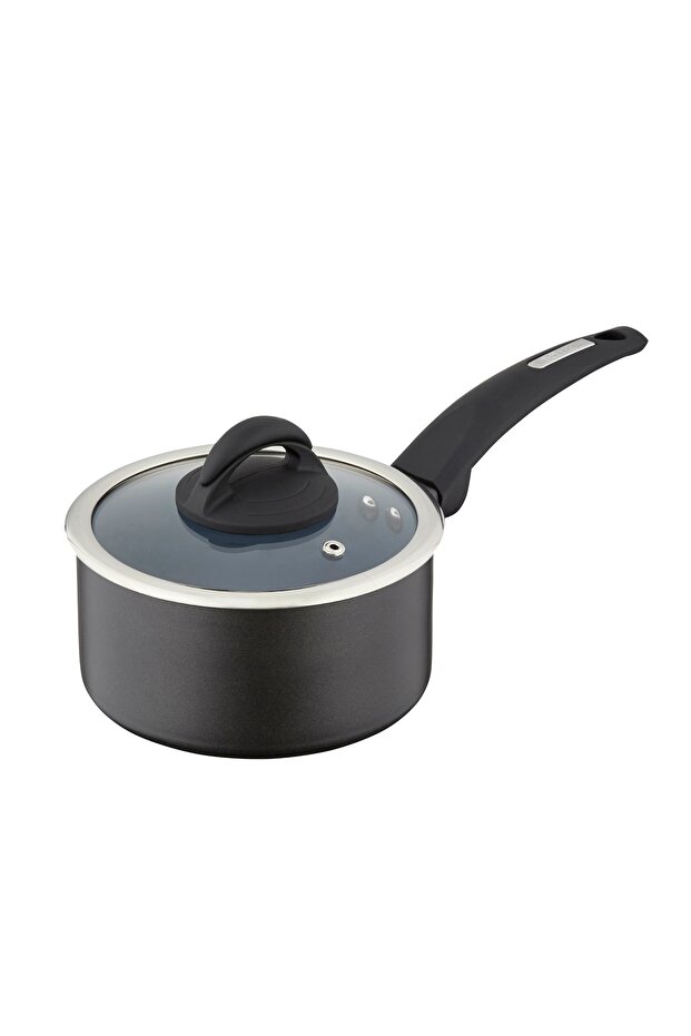 Cerasure 16cm Ceramic Non-Stick Saucepan with Glass Lid, PFAS Free, Dishwasher Safe, Grey