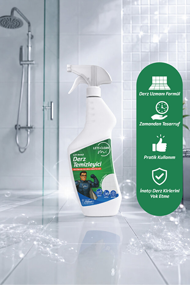 Profesyonel Derz Temizleyici Sprey Güçlü Fayans Arası Kir ve Kararma Çözücü - 750 ml - 2
