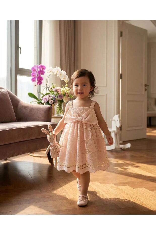 Girl's Strapless Evening Dress - Pink