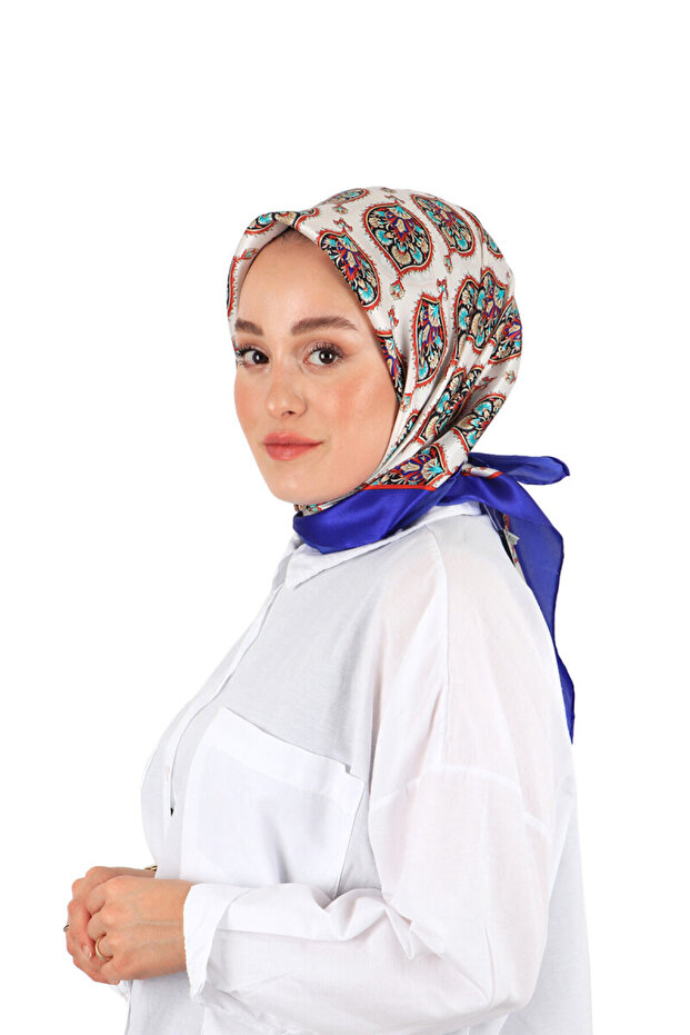 Eșarfă de mătase cu model violet Hatai - 2