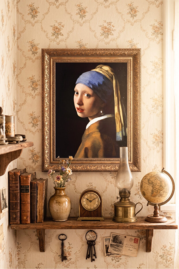 Girl with Pearl Earring - Vintage Patterned Frame - Thick Model