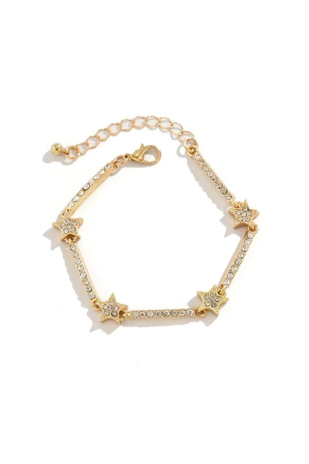 Four Star Gold Zircon Stone Chain Bracelet (17+5 cm)