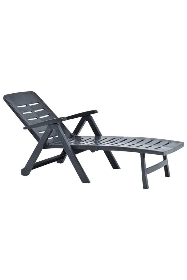 Șezlong pliabil, antracit, plastic - 3