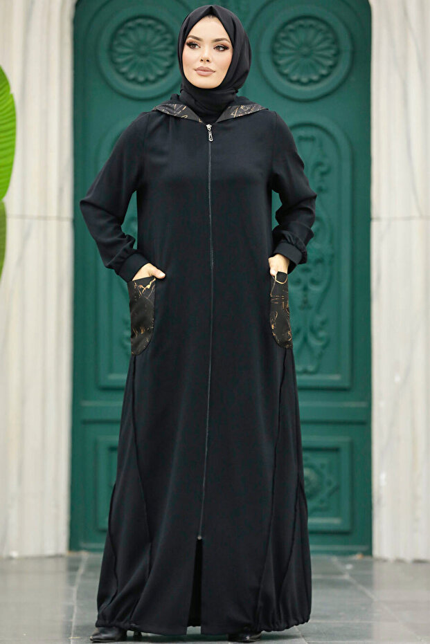 Black Hijab with Pocket Ferace 10515S