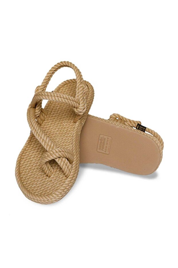 Hawaii Beige Women's Rope Sandals Rubber Sole