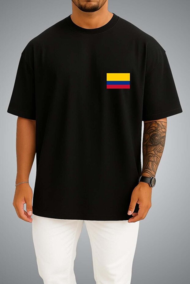 Oversize Colombia Flag Pocket Printed Unisex T-Shirt