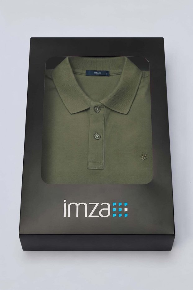 Khaki Polo Collar Pique Short Sleeve Slim Fit Cotton T-Shirt 1011260170
