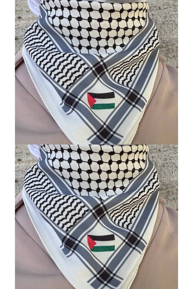 2 Pcs Palestine Themed Scarf 50X50 Unisex Suitable for Daily Use Pashmina Shawl Keffiyeh Palestine Flag
