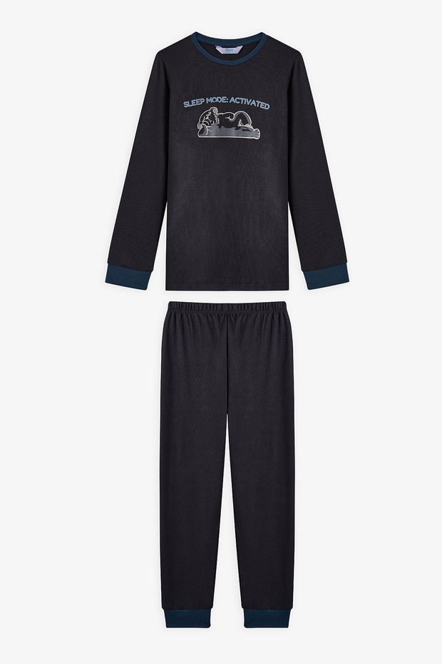طقم بيجامة للأولاد من أنثراسايت ييت مونستر مطبوع حراري إيفيكت