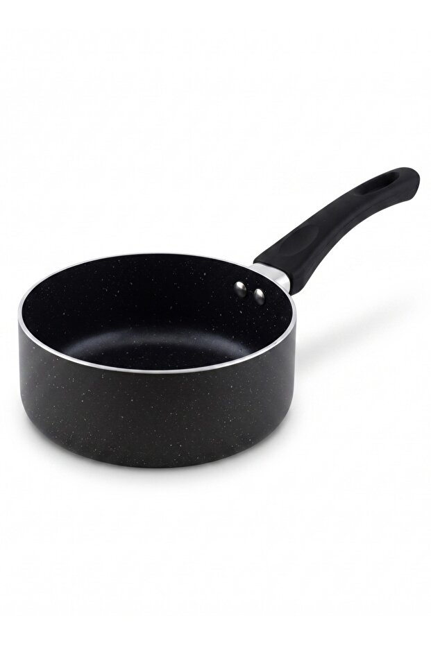 Granite Non-stick Milk Pan Amp18ge - Ivory With Gray Spatter Coating, Heat-resistant Handle