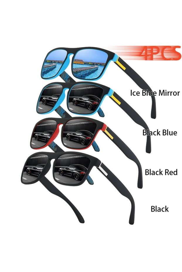 4PCSF733 4PCS Classic Vintage Colorful Stripe Sunglasses Fashion Designer Square Frame Sun Glasses M