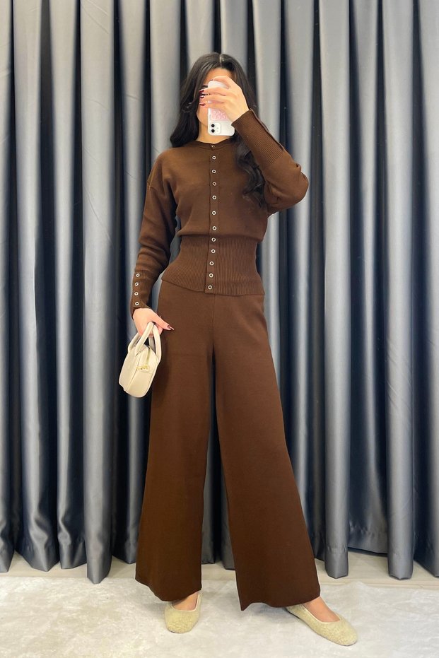 Noa Noa Snap Fastener Knitwear Set - Brown Brown