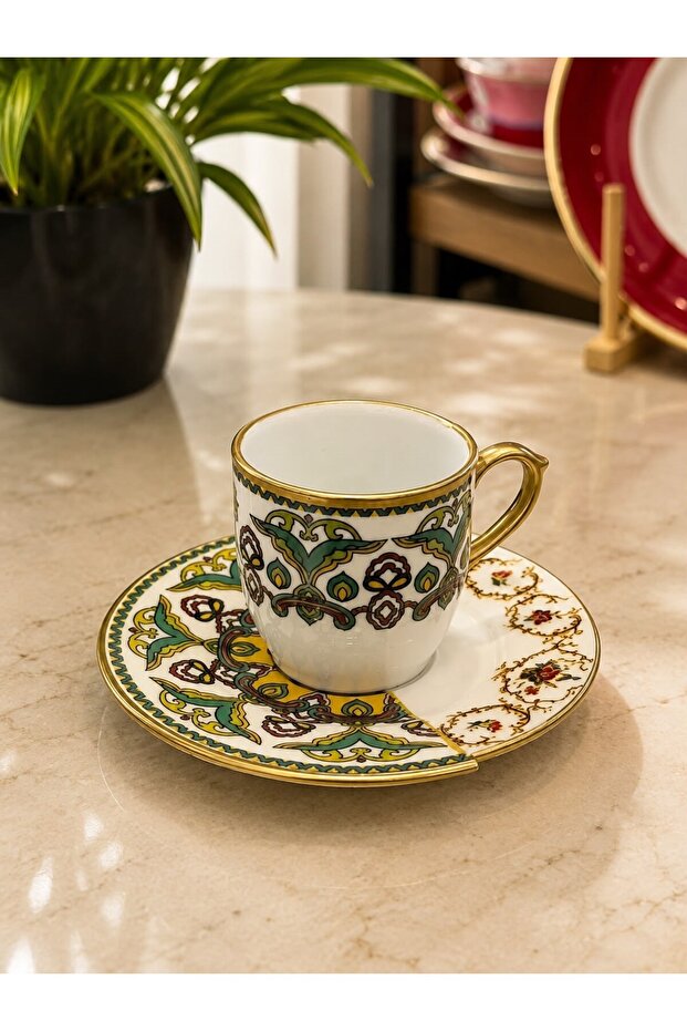 6-Person Porcelain Coffee Cup Verde