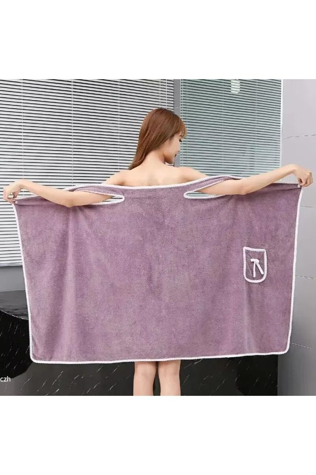 purple Womens Bath Towels Girls Wearable 90*130Cm Fast Drying Bathing Beach Spa Bathrobes Wash Cloth
