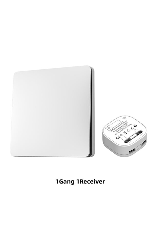 white 1gang 1-1 Lunzo RF 433 Self-generating Wireless Switch 1 Gang No Battery Required Self-Powered