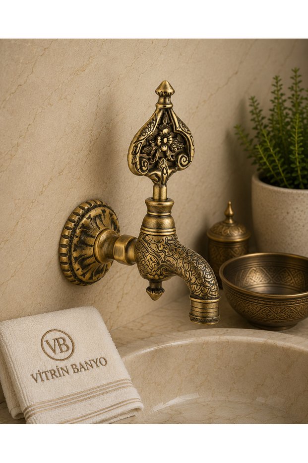 Antique Gold Kurna Faucet Vintage Design Custom Made Antique Ottoman Bath Faucet