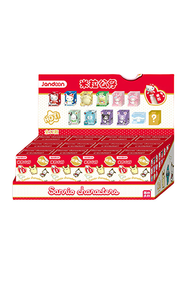 12pcs JANDOOM Sanrio Kuromi Hello Kitty Cinnamon Kitty Cat Anime Figure Rice Grain Doll Blind Box To